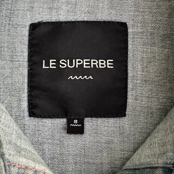 Le Superbe Surf Cowboy Pearl Button Western Shirt Sun Faded Denim Revolve Sz 8 - Picture 2 of 12